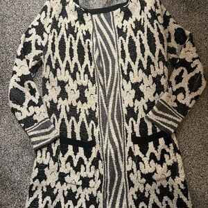 Lucky Brand Black and Cream Patterned Cardigan